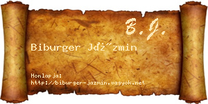 Biburger Jázmin névjegykártya